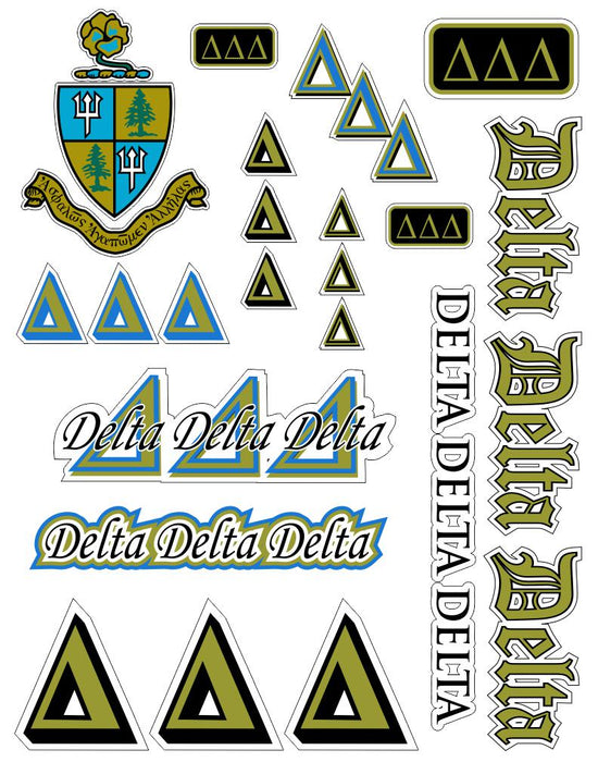 Delta Delta Delta Multi Greek Decal Sticker Sheet