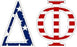 Delta Phi American Flag Letter Sticker - 2.5