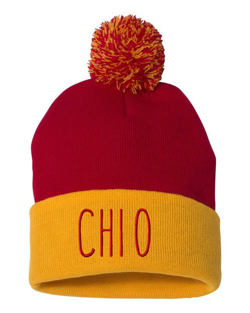 Chi Omega Sorority Beanie With Pom Pom