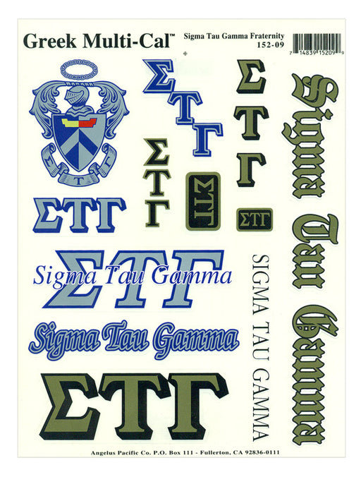 Sigma Tau Gamma Multi Greek Decal Sticker Sheet
