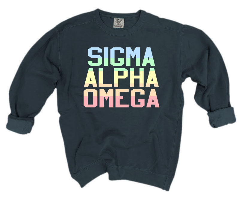 Sigma Alpha Omega Comfort Colors Pastel Sorority Sweatshirt