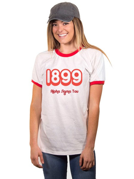 Alpha Sigma Tau Year Established Ringer T-Shirt