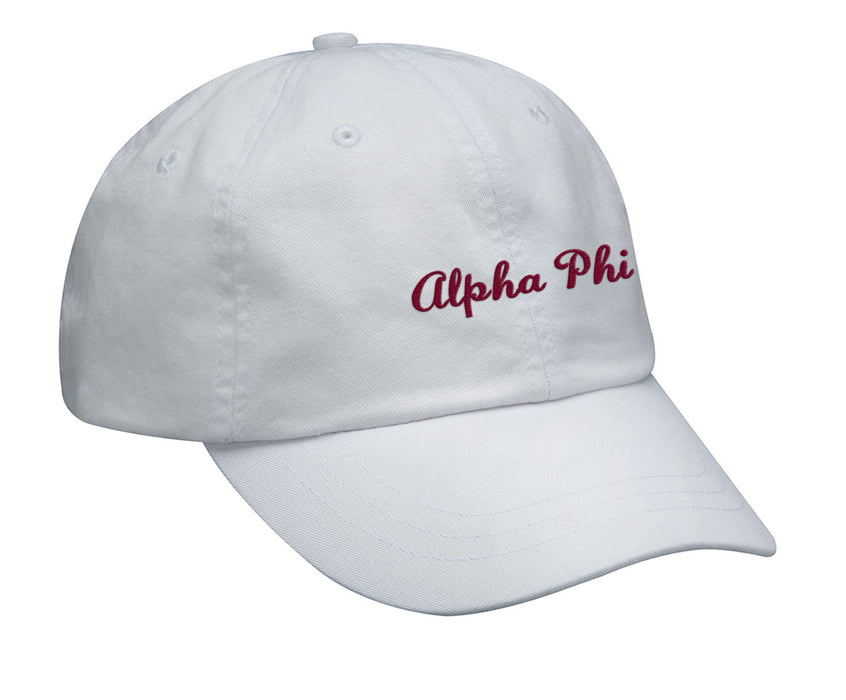 Alpha Phi Cursive Embroidered Hat