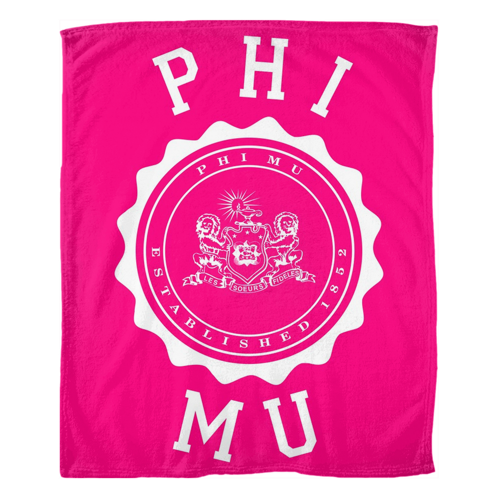 Phi Mu Seal Fleece Blankets Phi Mu Seal Fleece Blankets