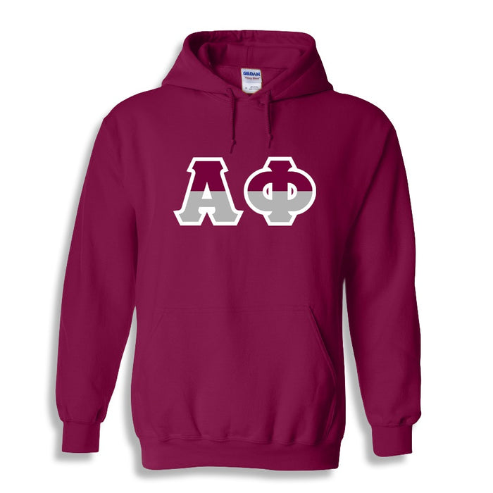 Alpha Phi Two Toned Lettered Hooded Sweatshirt