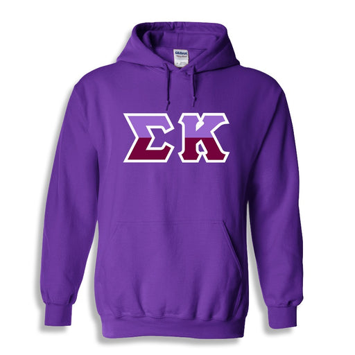 Sigma Kappa Two Toned Lettered Hooded Sweatshirt