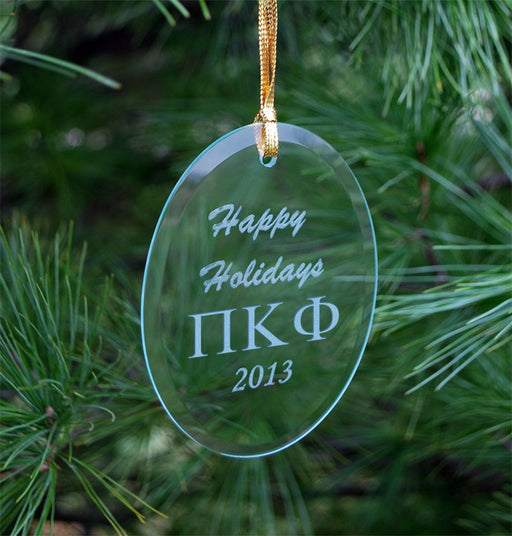 Pi Kappa Phi Engraved Glass Ornament