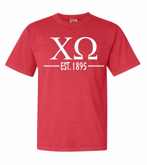 Chi Omega Comfort Colors Established Sorority T-Shirt