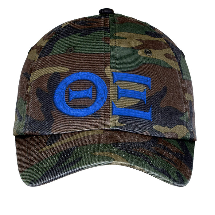 Theta Xi Letters Embroidered Camouflage Hat