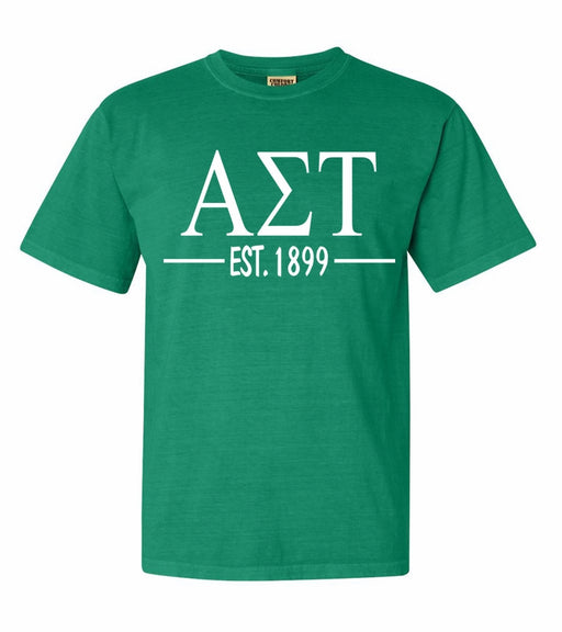 Alpha Sigma Tau Comfort Colors Established Sorority T-Shirt