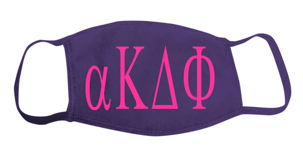 Alpha Kappa Delta Phi Face Mask With Big Greek Letters