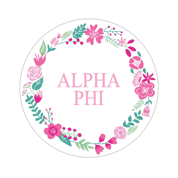 Alpha Phi Floral Wreath Sticker