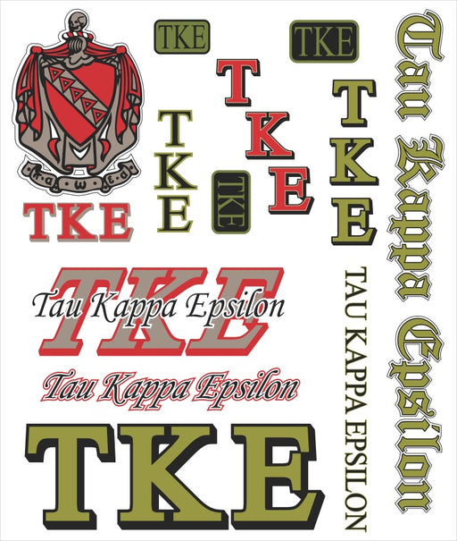 Tau Kappa Epsilon Multi Greek Decal Sticker Sheet