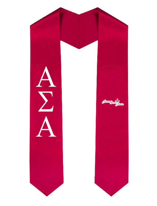 Alpha Sigma Alpha Lettered Graduation Sash Stole with Crest