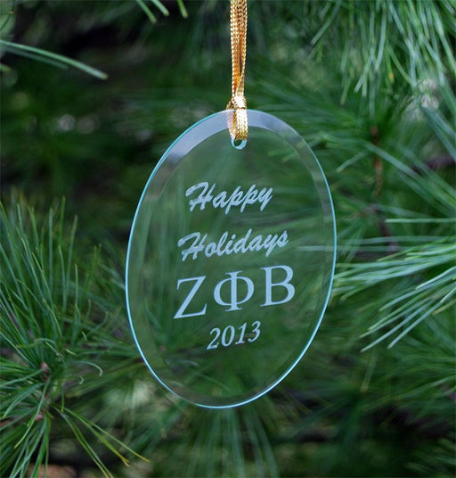 Zeta Phi Beta Engraved Glass Ornament