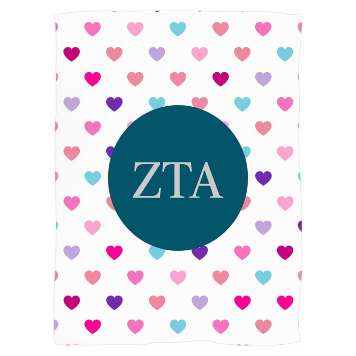 Zeta Tau Alpha Hearts Fleece Blankets Zeta Tau Alpha Hearts Fleece Blankets
