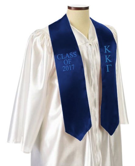 Kappa Kappa Gamma Classic Colors Embroidered Grad Stole