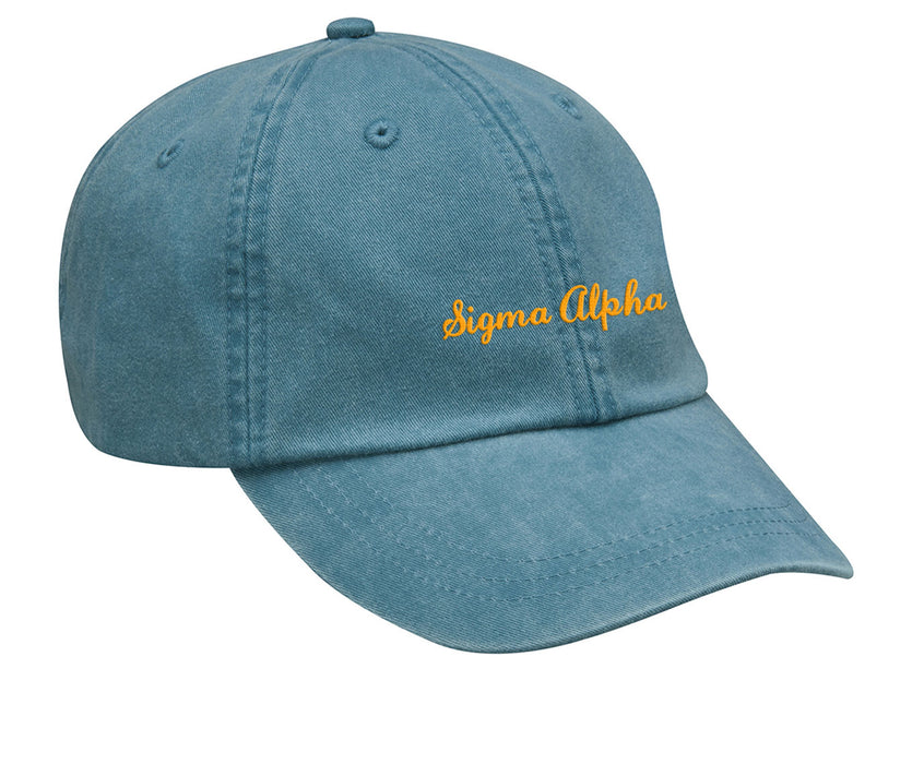 Sigma Alpha Cursive Embroidered Hat