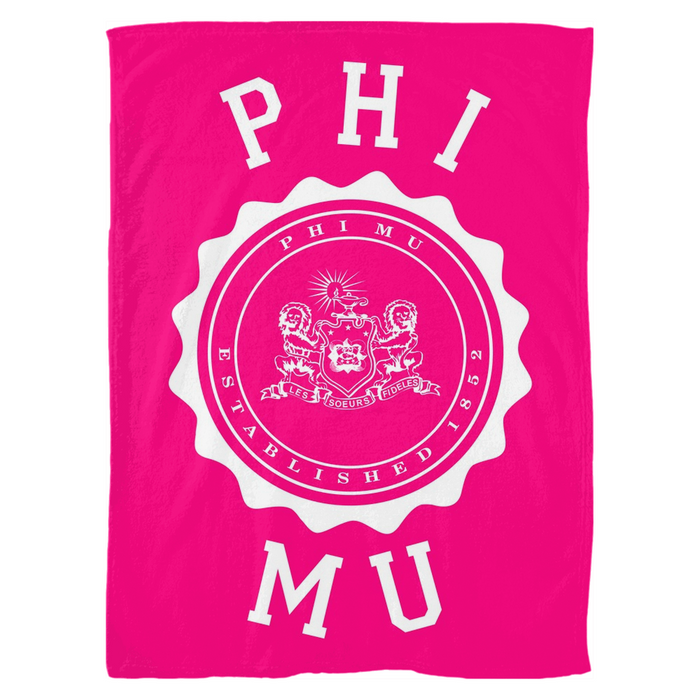 Phi Mu Seal Fleece Blankets Phi Mu Seal Fleece Blankets