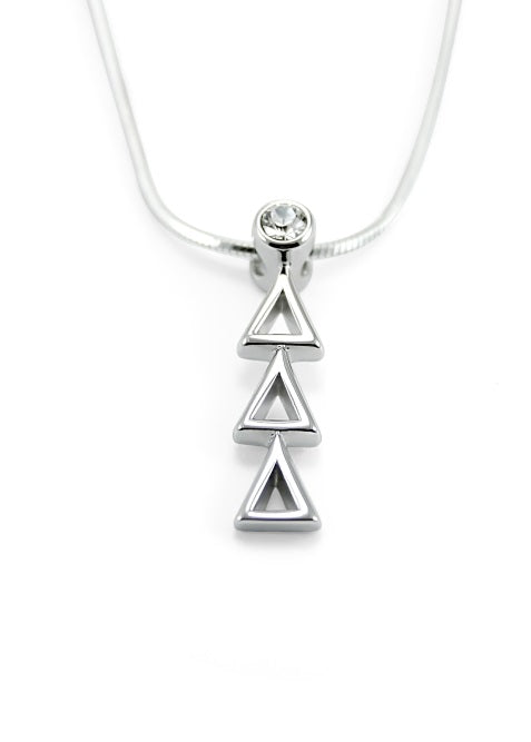 Delta Zeta Sterling Silver Lavaliere Pendant with Clear Swarovski Crystal