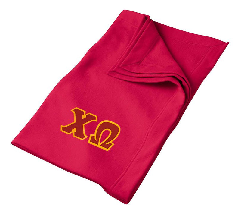 Chi Omega Greek Twill Lettered Sweatshirt Blanket