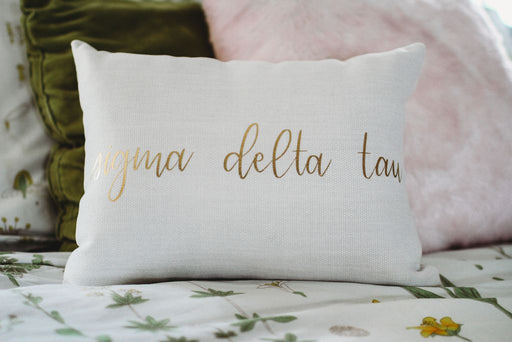 Sigma Delta Tau Gold Print Throw Pillow