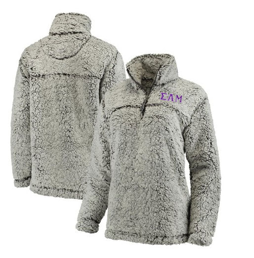 Sigma Alpha Mu Embroidered Sherpa Quarter Zip Pullover