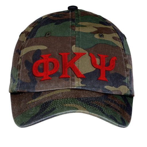 Phi Kappa Psi Letters Embroidered Camouflage Hat