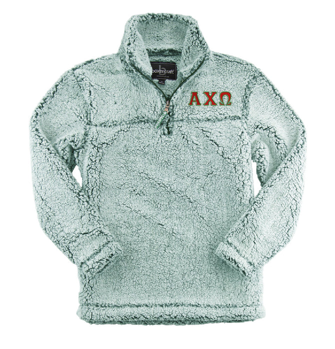 Alpha Chi Omega Embroidered Sherpa Quarter Zip Pullover