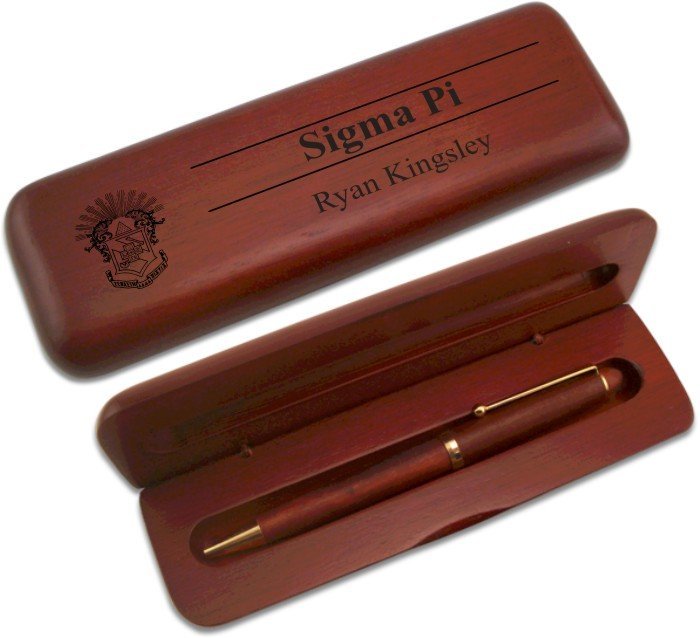 Sigma Pi Wooden Pen Case & Pen