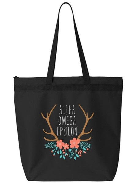 Alpha Omega Epsilon Antler Tote Bag