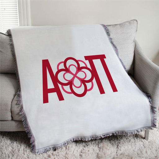 Alpha Omicron Pi Color Crest Afghan Blanket Throw