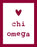 Chi Omega Heart Sticker