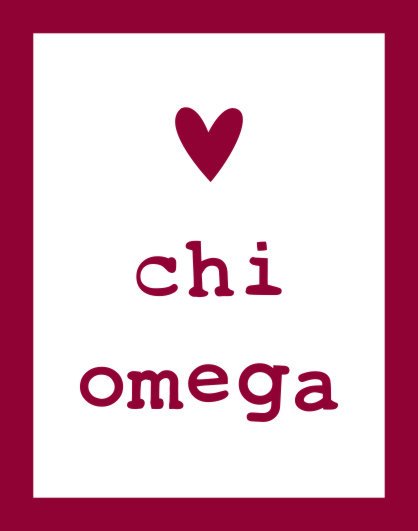 Chi Omega Heart Sticker