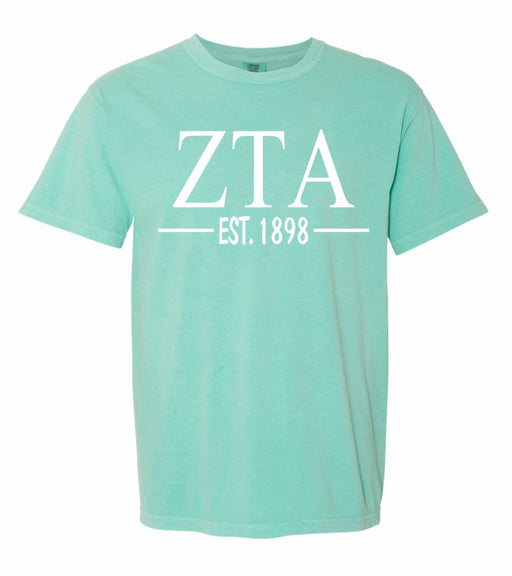 Zeta Tau Alpha Comfort Colors Established Sorority T-Shirt