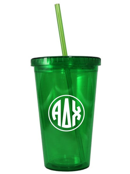 16 oz. Double Wall Acrylic Tumbler With Matching Straw