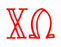 Chi Omega Inline Greek Letter Sticker - 2.5