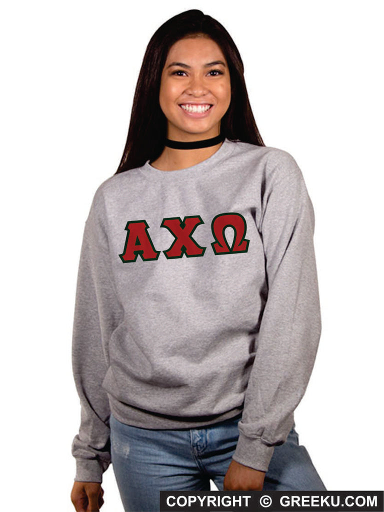 Zeta Tau Alpha Classic Colors Sewn-On Letter Crewneck — GreekU Zeta Tau Alpha Classic Colors Sewn-On Letter Crewneck — GreekU