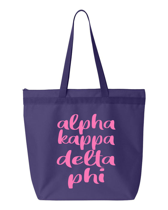 Alpha Kappa Delta Phi Cursive Tote Bag