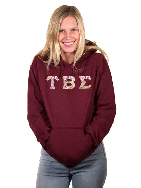 Tau Beta Sigma Unisex Hooded Sweatshirt with Sewn-On Letters