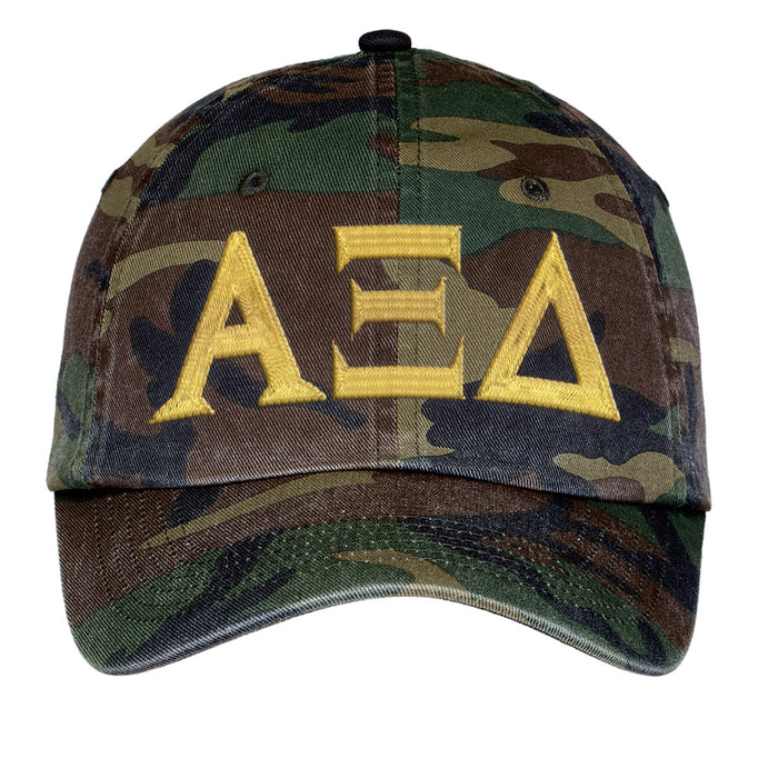 Alpha Xi Delta Letters Embroidered Camouflage Hat