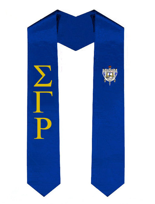 Sigma Gamma Rho Lettered Graduation Sash Stole with Crest