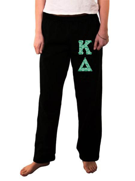 Kappa Delta Open Bottom Sweatpants with Sewn-On Letters