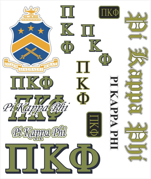 Pi Kappa Phi Multi Greek Decal Sticker Sheet