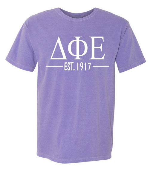 Delta Phi Epsilon Comfort Colors Established Sorority T-Shirt