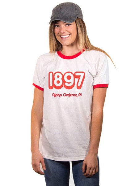 Alpha Omicron Pi Year Established Ringer T-Shirt