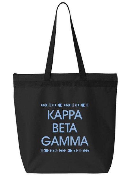Kappa Beta Gamma Arrow Top Bottom Tote Bag