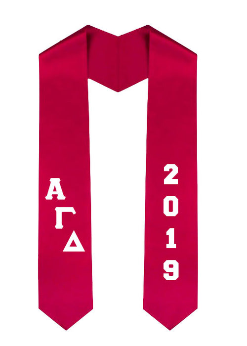 Alpha Gamma Delta Slanted Grad Stole with Letters & Year