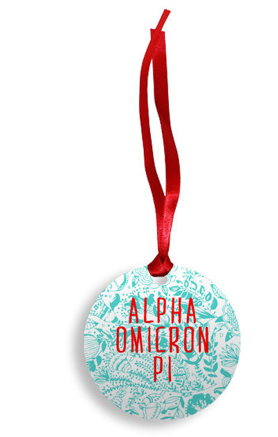 Alpha Omicron Pi Floral Pattern Sunburst Ornament