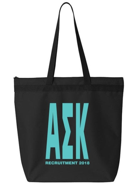 Alpha Sigma Kappa Impact Letters Zippered Poly Tote